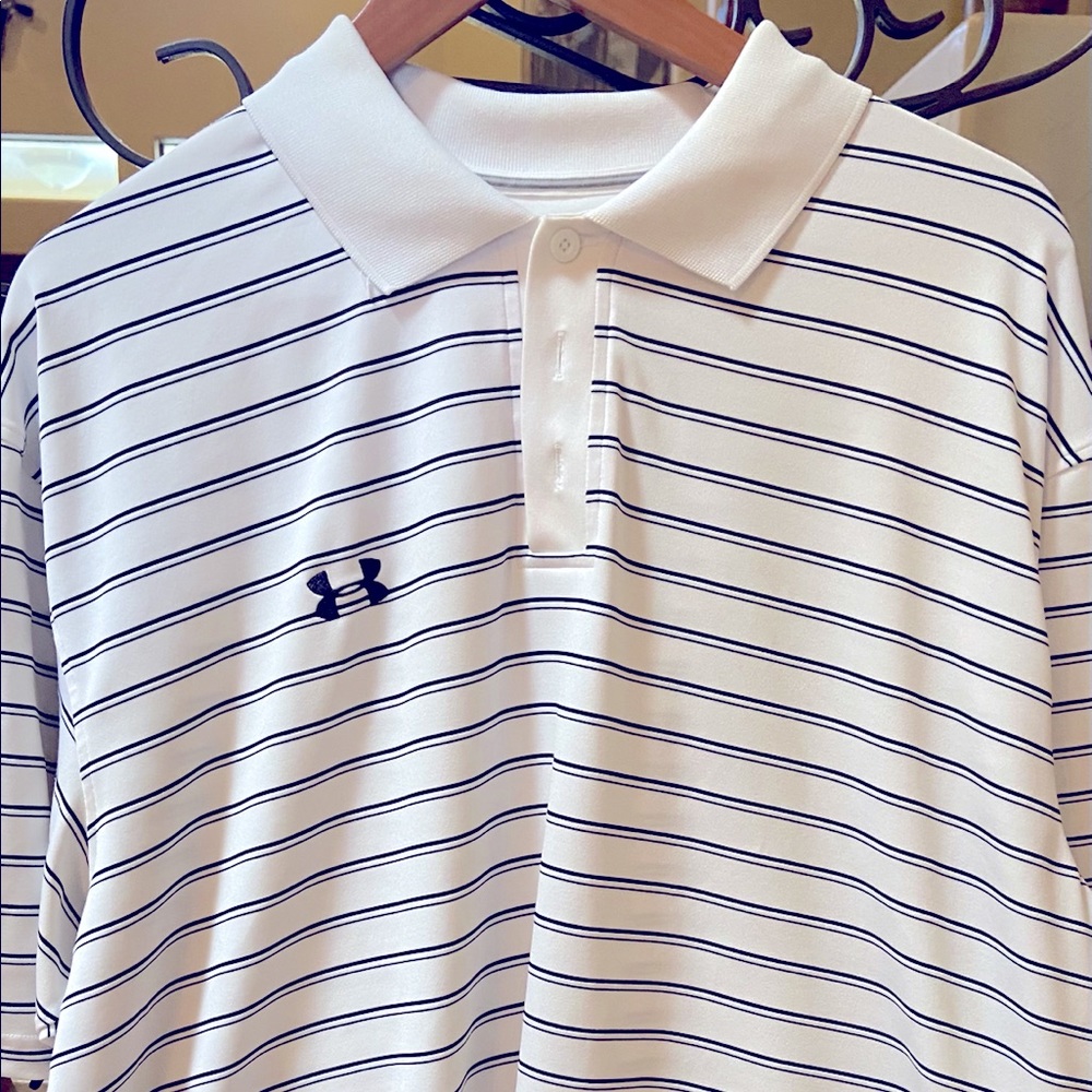 Under Armour white striped polo